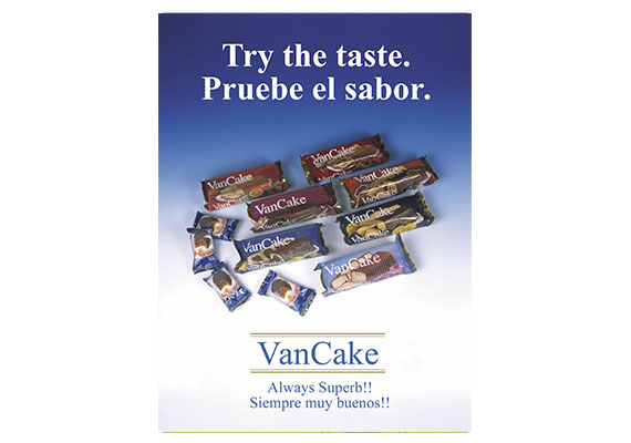 Afiche promoción de productos VanCake