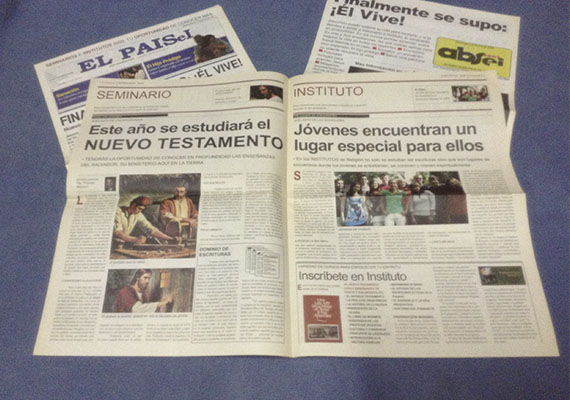 Diseño y diagramación de periódicos simulando los más importantes de Argentina, Paraguay y Uruguay, como parte de una campaña de Cursos de religión para jóvenes, para el Sistema Educativo de La Iglesia de Jesucristo de los Santos de los Últimos Días.