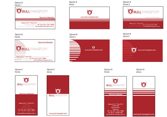 Diseño y producción de tarjetas personales para BULL TRANSPORT
