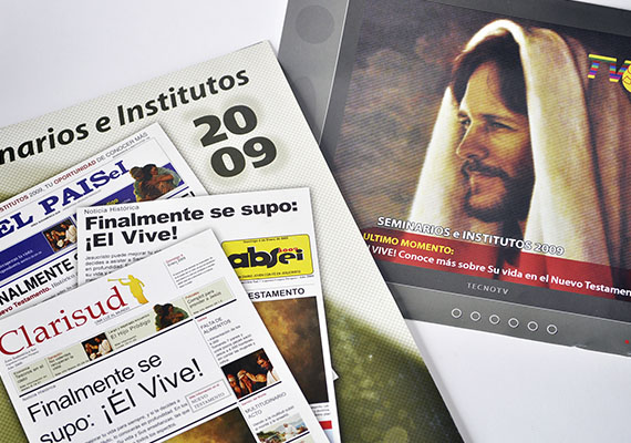 Conjunto de afiche, folleto, carpeta y fichas inscripción para curso de religión Sistema Educativo de la Iglesia, La Iglesia de Jesucristo de los Santos de los Últimos Días.