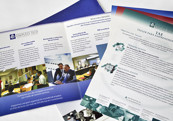 Desarrollo de folletería para capacitación y búsqueda de empleo, para Servicios de Recursos de Empleo SUD.